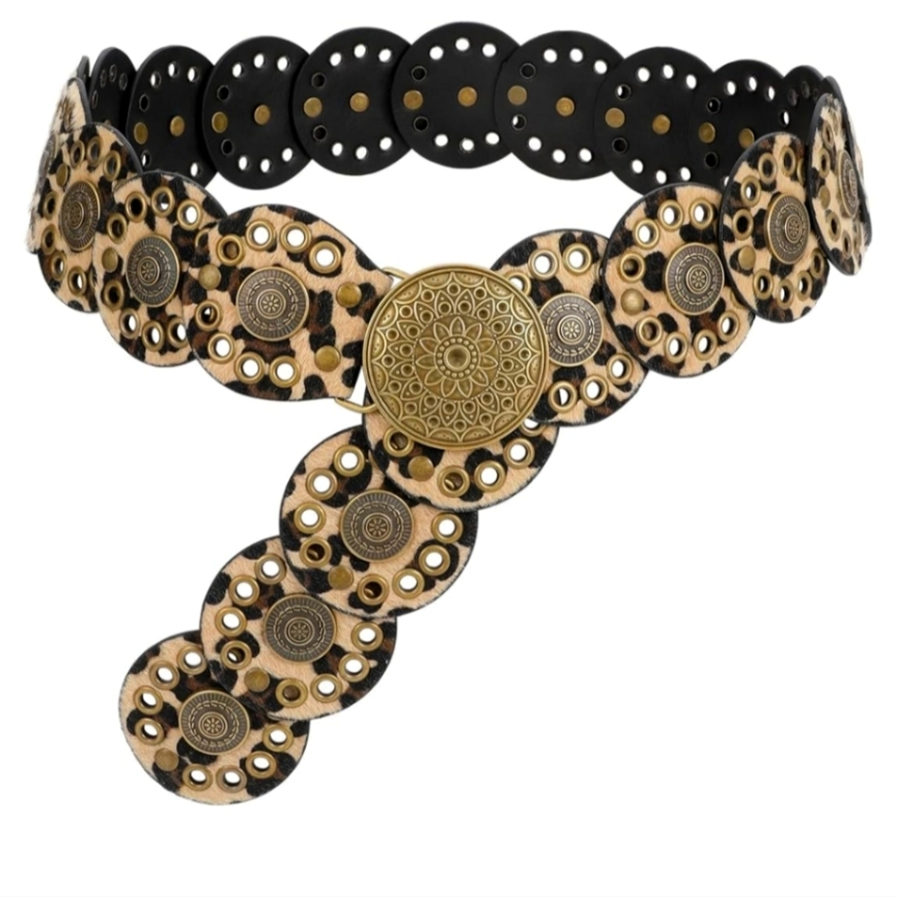 Intricate Black and Gold Filigree Belt